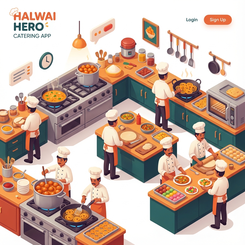 Halwai team working in kitchen